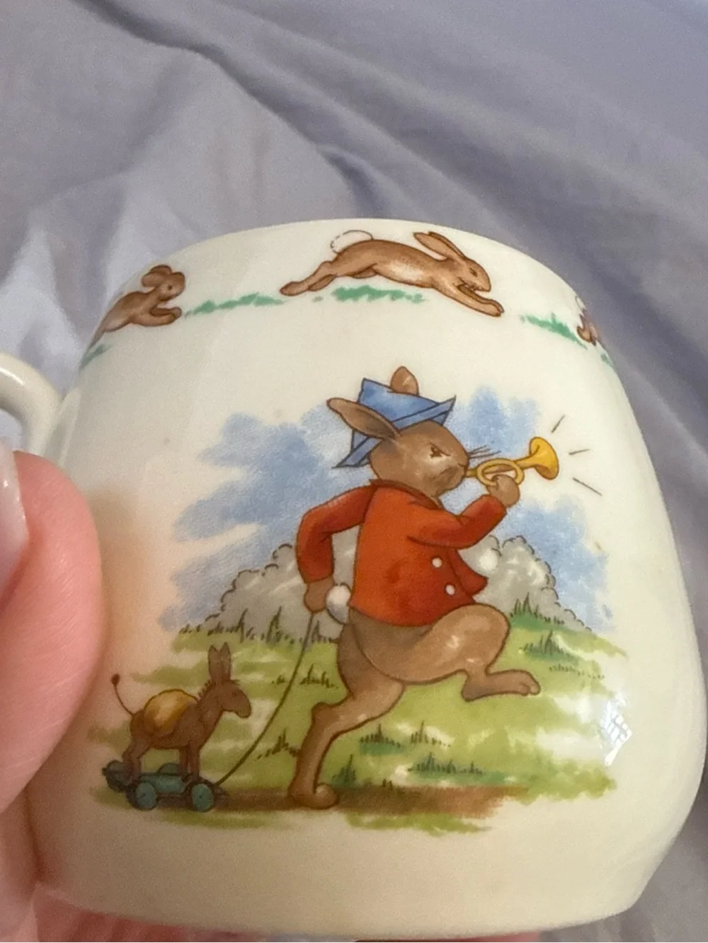 Royal Doulton Ceramic Bunny Mug with Pastel Spring Illustration